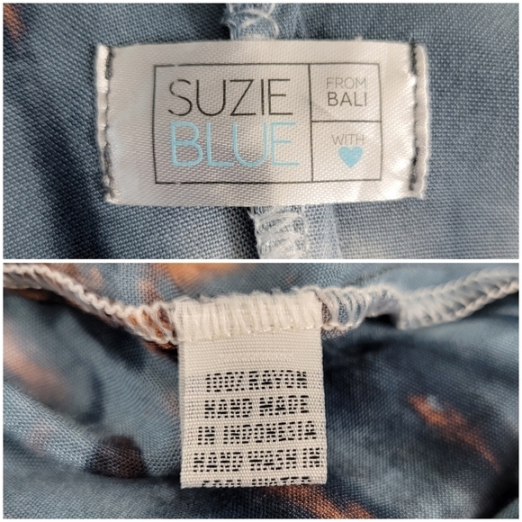 Suzie Blue Hippie Tie Dye Tie-Shoulder Kaftan Poncho Cover-Up Women's One Size - Picture 7 of 9